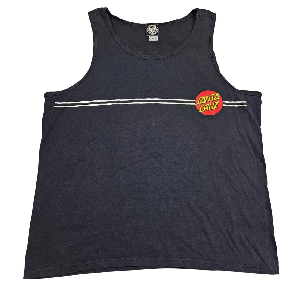 Y2k Santa‎ Cruz Mens XL Black Graphic Tank Top Skater Grunge Sleeveless Shirt